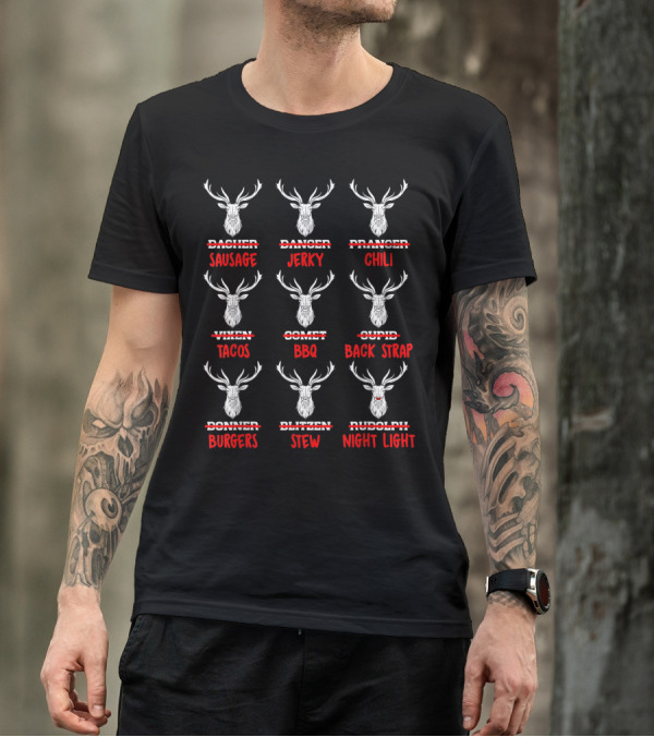 Reindeer Meat Lover Sausage Jerky Chili Tacos BBQ Back Strap Burgers Stew Night Light T-Shirt