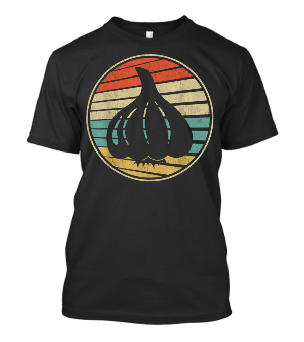 Retro Vintage Garlic Cool Vegan Stripes T-Shirt