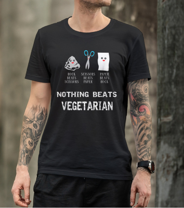Rock Paper Scissors Vegetarian Nothing Beats Vegetarian Cool Vegetables Lovers T-Shirt