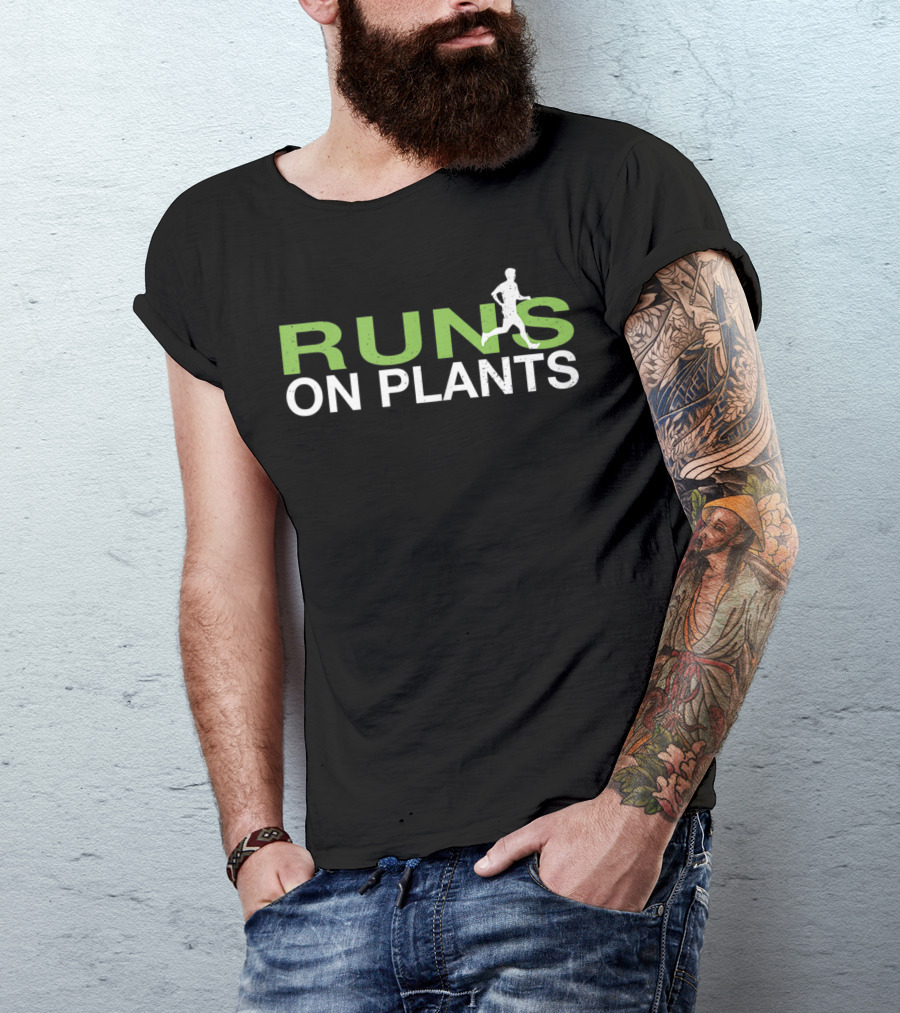 Runs On Plants Vegan Runner Plant Based T-Shirt