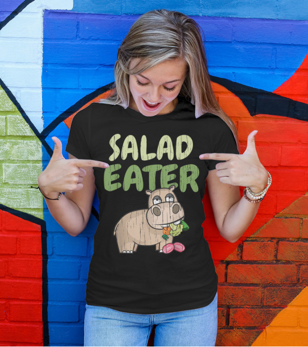 Salad Eater Hippo With Vegetables Vegetarian T-Shirt