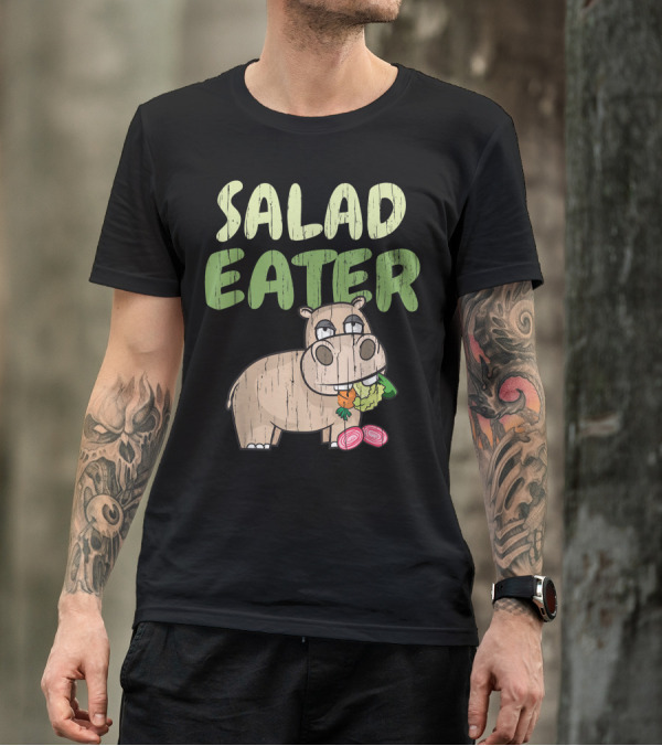 Salad Eater Hippo With Vegetables Vegetarian T-Shirt