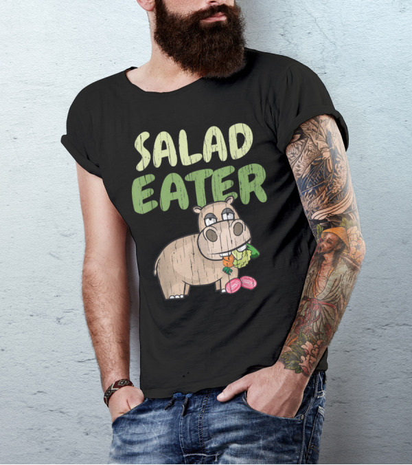 Salad Eater Hippo With Vegetables Vegetarian T-Shirt