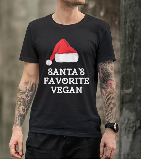 Santas Favorite Vegan Santa Hat T-Shirt