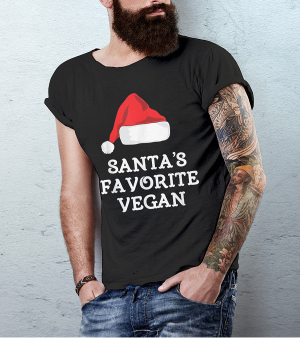 Santas Favorite Vegan Santa Hat T-Shirt