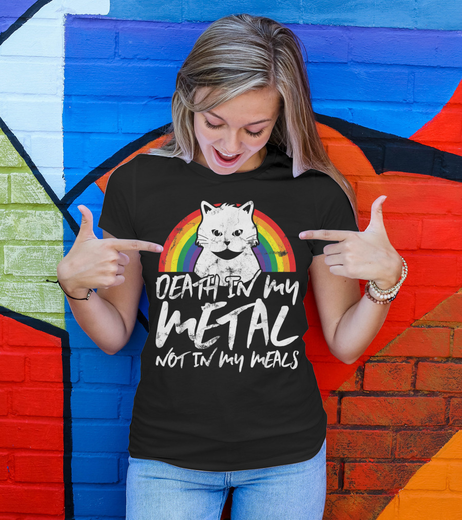 Death In My Metal Not In My Meals Vegan Cat T-Shirt