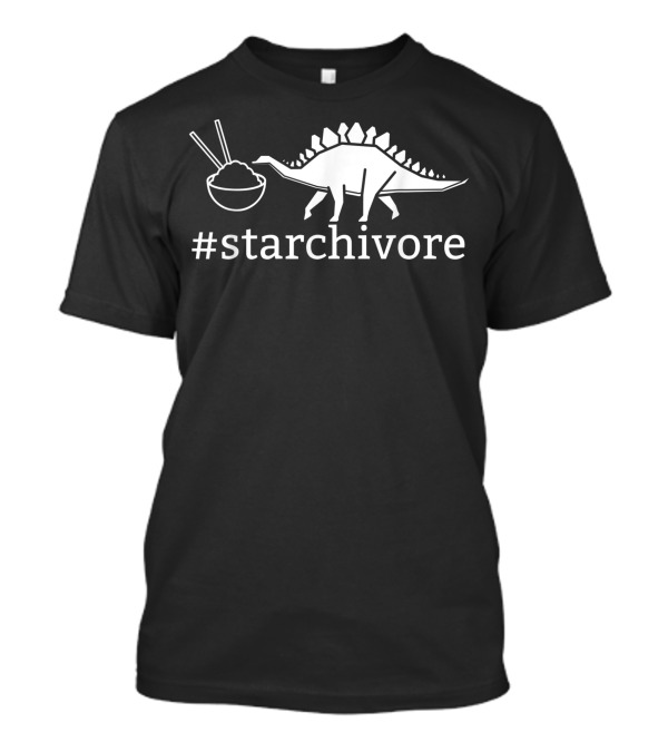 Starchivore Dinosaur Eating Rice Plant Based Vegan T-Shirt