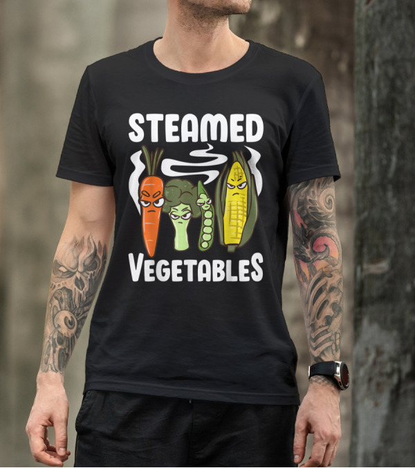 Steamed Vegetables Angry Carrot Broccoli Pea Corn Pun For Vegans T-Shirt