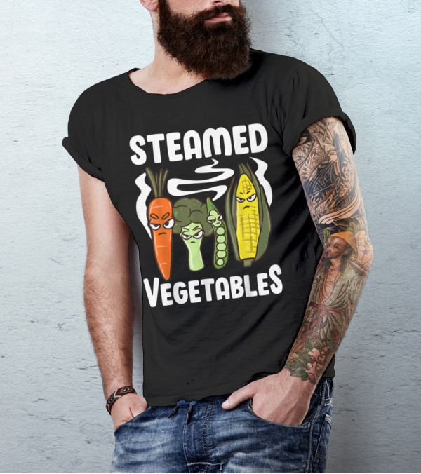 Steamed Vegetables Angry Carrot Broccoli Pea Corn Pun For Vegans T-Shirt