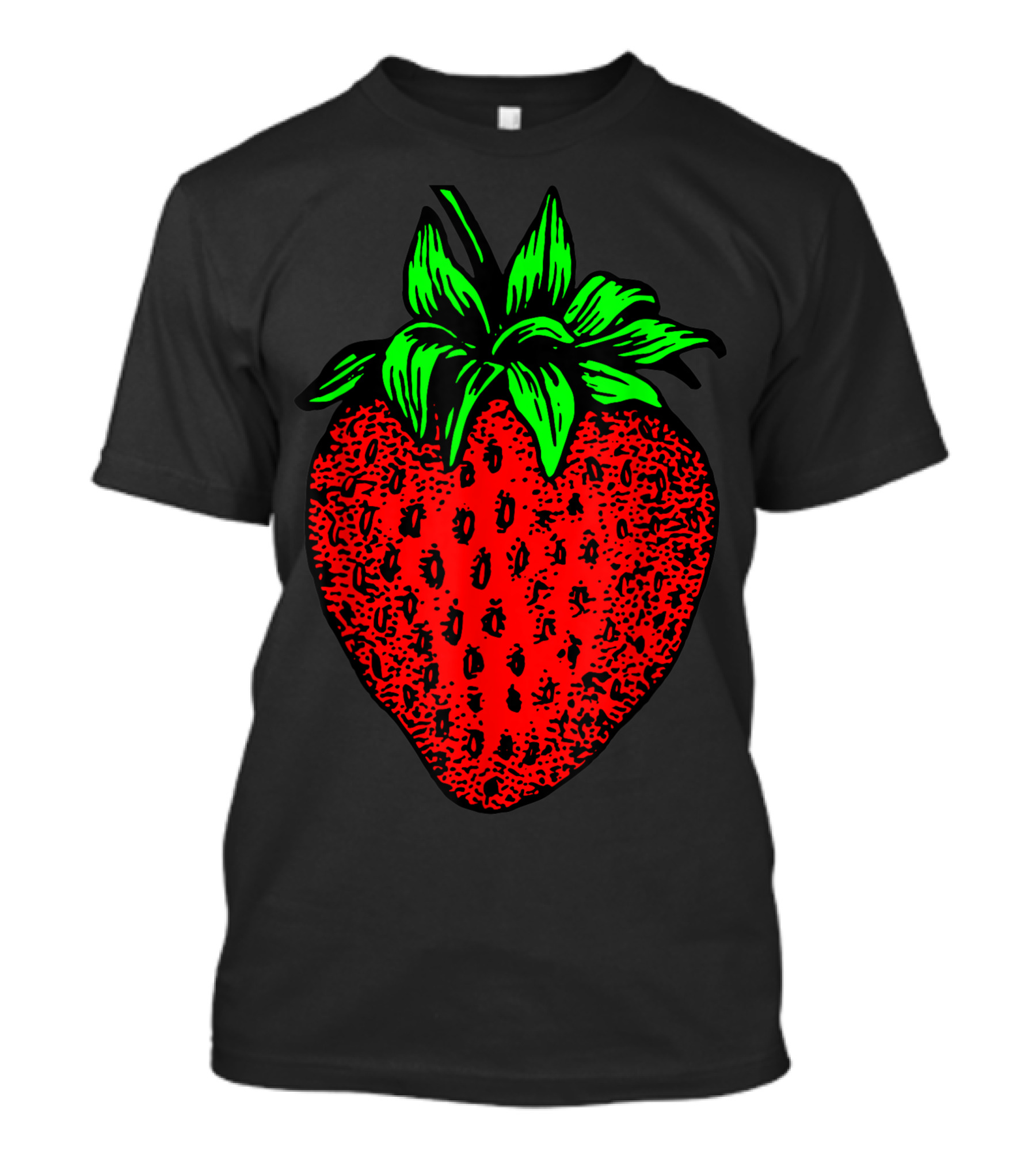 Strawberry Illustration With Green Leaves T-Shirt