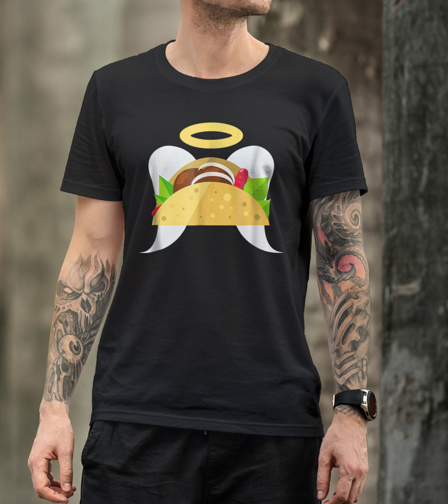 Taco Angel I Love Tacos Mexican Food Burrito Halo Wings T-Shirt