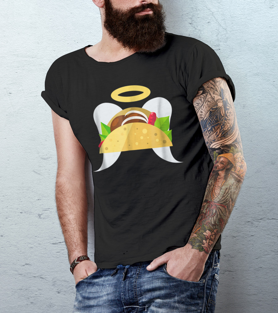 Taco Angel I Love Tacos Mexican Food Burrito Halo Wings T-Shirt