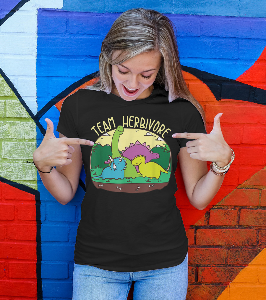 Team Herbivore Cute Kids Vegan Dinosaur Veggie Sweet T-Shirt