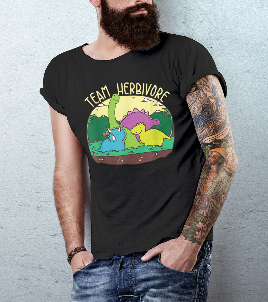 Team Herbivore Cute Kids Vegan Dinosaur Veggie Sweet T-Shirt