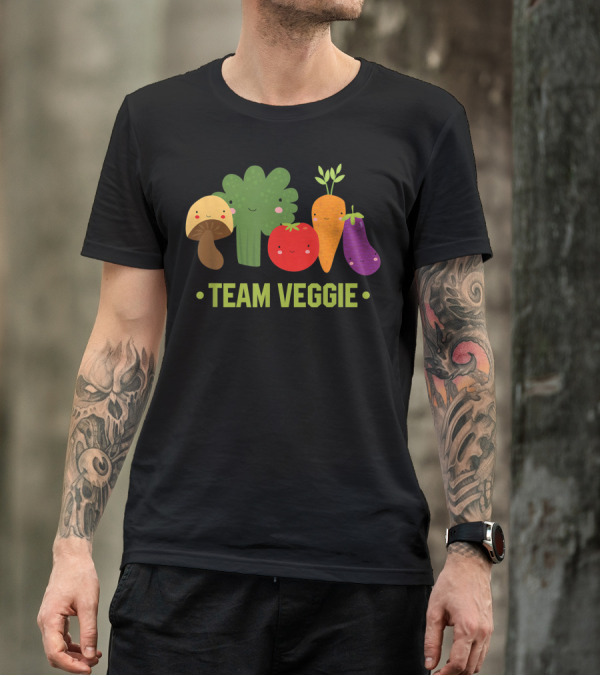 Team Veggie Vegan Vegetable Gardener Gardening Fun Cute Cartoon Vegetables T-Shirt