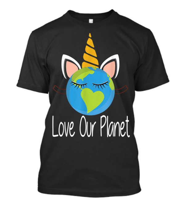 Toddler Girl Love Our Planet Earth Day Unicorn Face T-Shirt