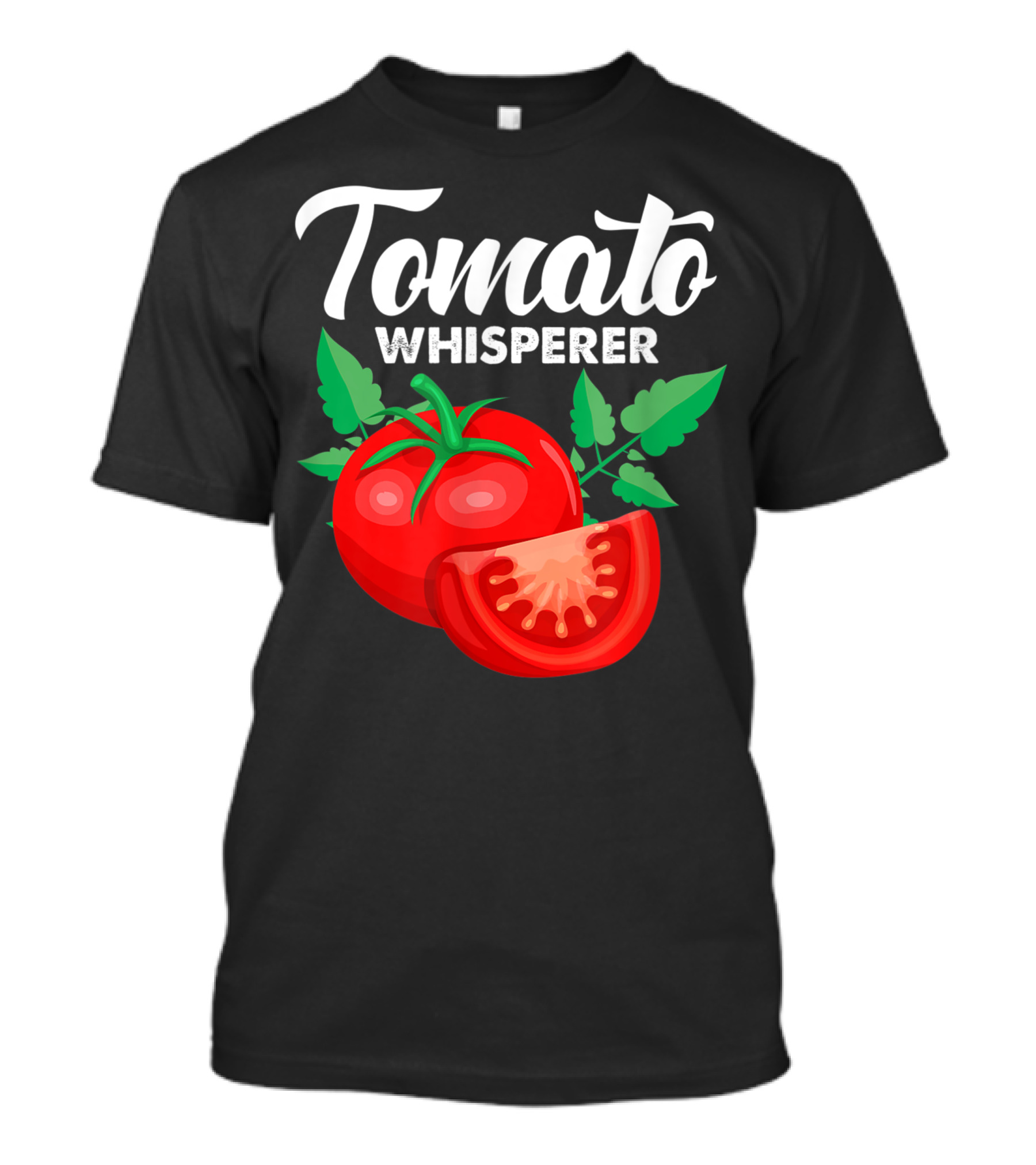 Tomato Whisperer Vegan Vegetarian Gardener Gardening Tomato With Leaves T-Shirt