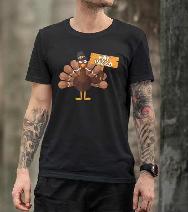 Turkey Eat Pizza Vegan Thanksgiving Humor T-Shirt