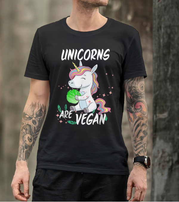 Unicorns Are Vegan Veggie Kids Girls Herbivore Magic Fantasy Rainbow T-Shirt