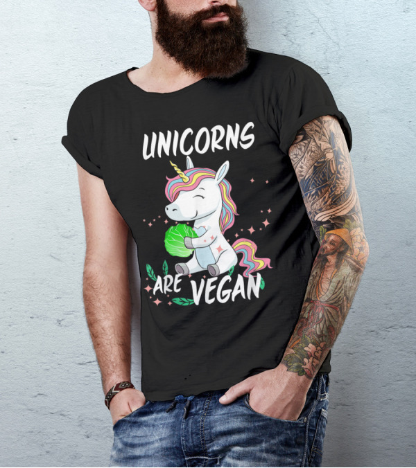 Unicorns Are Vegan Veggie Kids Girls Herbivore Magic Fantasy Rainbow T-Shirt