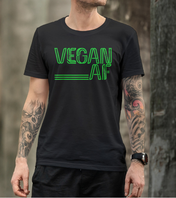 Vegan AF Vegan Activism Bold Green Text T-Shirt