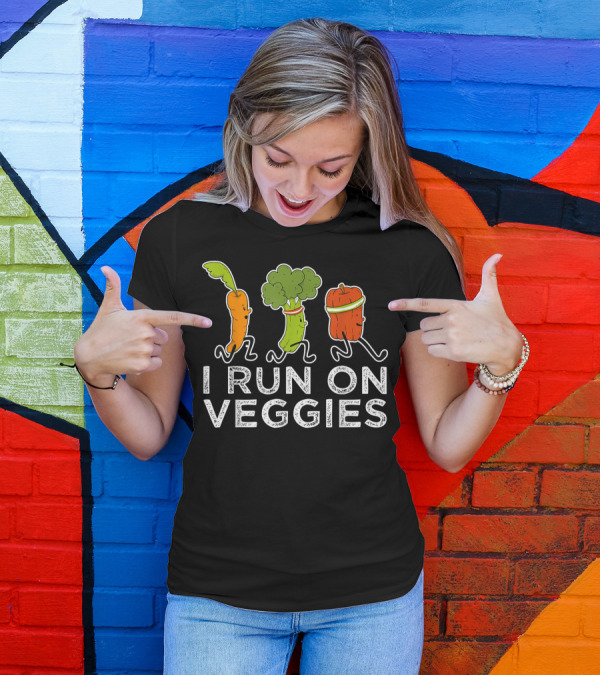 Vegan Athlete Runner I Run On Veggies Marathon Running T-Shirt