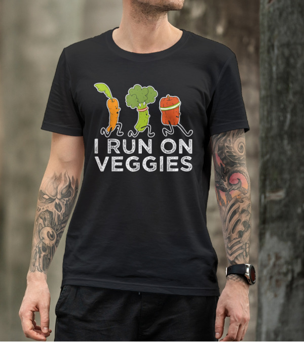 Vegan Athlete Runner I Run On Veggies Marathon Running T-Shirt