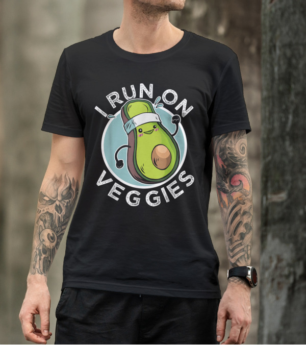I Run On Veggies Vegan Athlete Marathon Runner Avocado T-Shirt