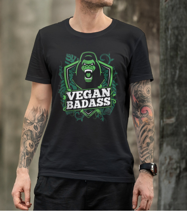 Vegan Badass Fitness Gorilla Bodybuilding Beast Q9 Jungle Strength T-Shirt