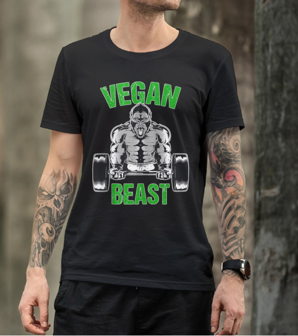 Vegan Beast Gorilla Gym Workout Fitness T-Shirt