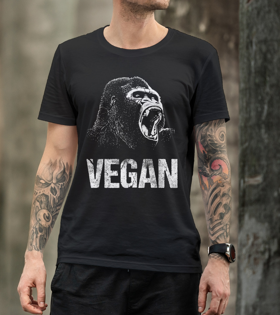 Vegan Gorilla Roar Iconic Vegetarian Food T-Shirt