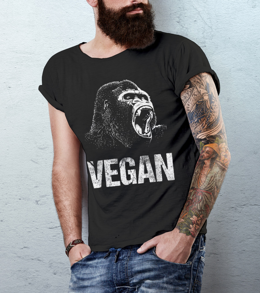 Vegan Gorilla Roar Iconic Vegetarian Food T-Shirt