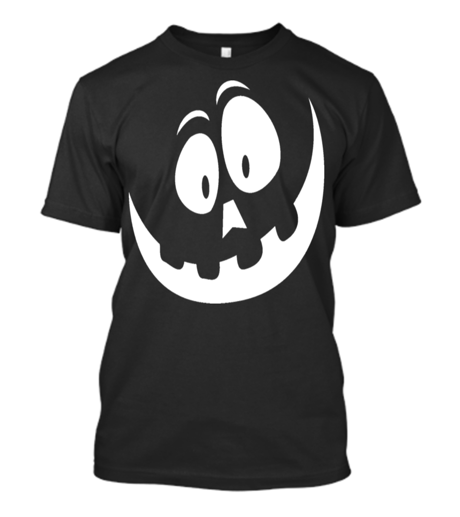 Smiling Pumpkin Face Halloween White Black Scary Fun T-Shirt