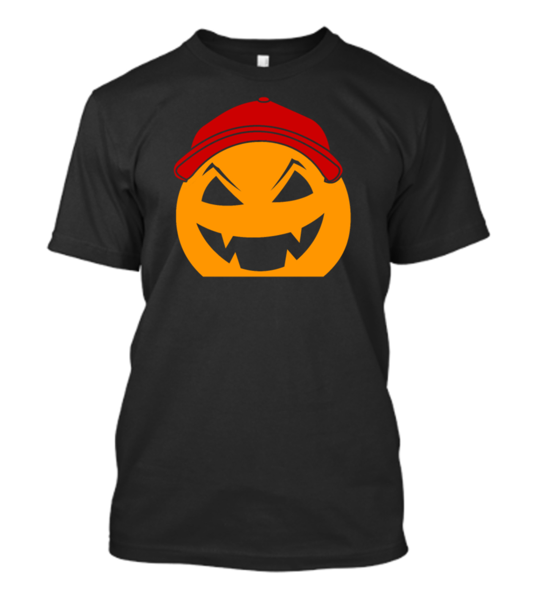 Jack O' Lantern Pumpkin With Red Baseball Cap T-Shirt