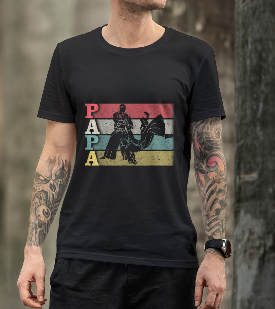 Vintage Aikido Papa Funny Dadfathers Day Martial Arts Action T-Shirt