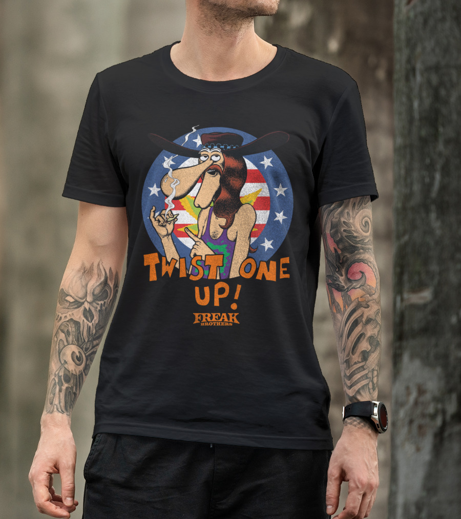 Freak Brothers Twist One Up Star-Spangled Smoking Character T-Shirt