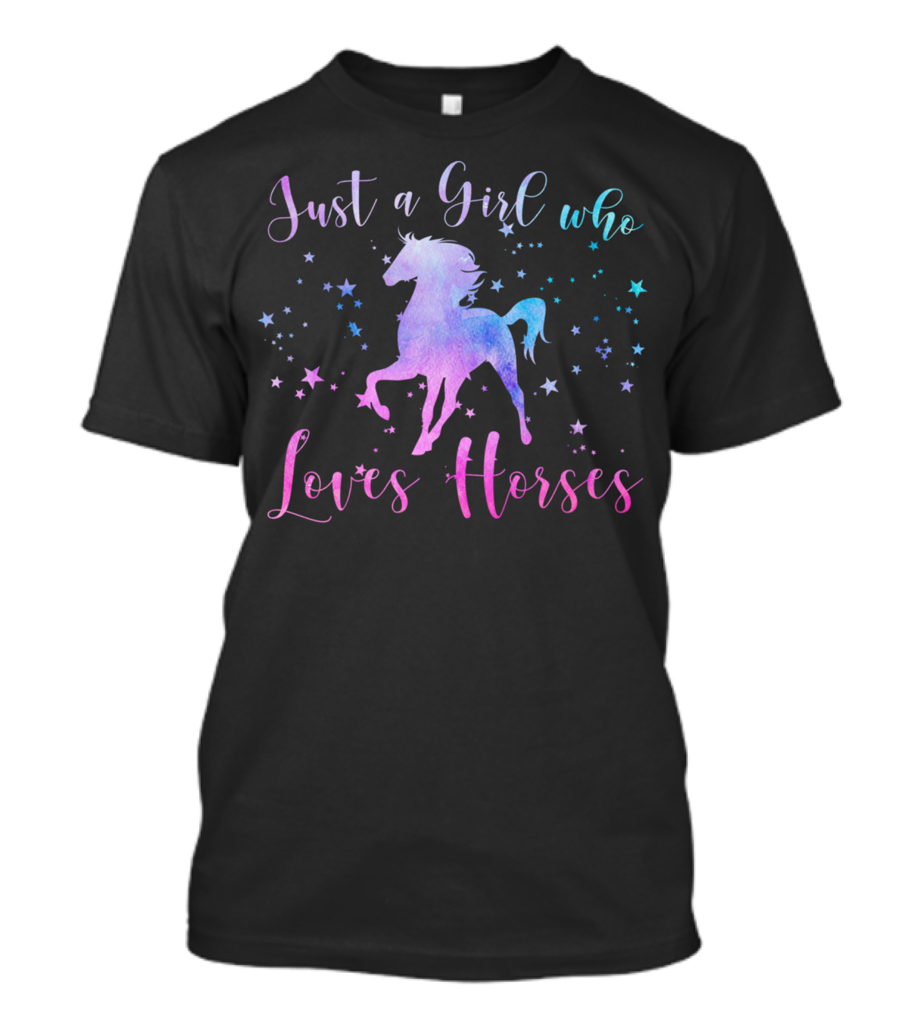 Just A Girl Who Loves Horses With Stars And Colorful Horse T-Shirt