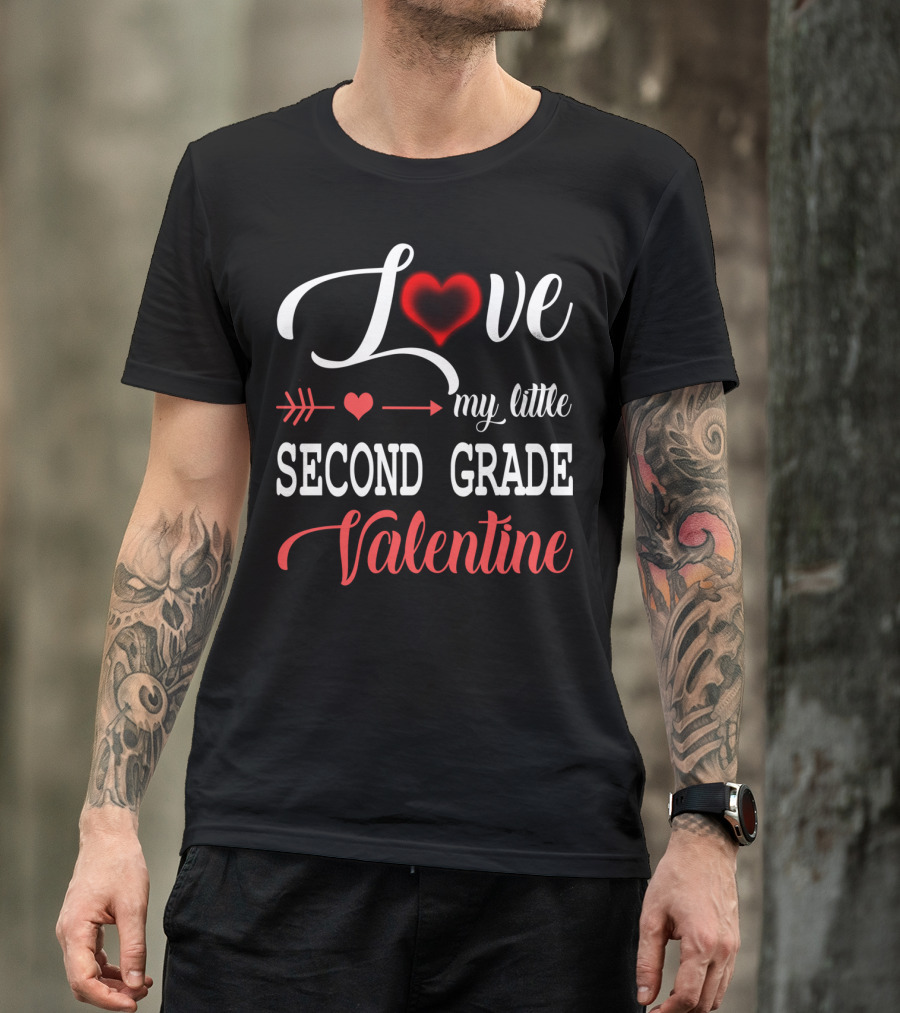 Love My Little Second Grade Valentine Heart Arrow T-Shirt