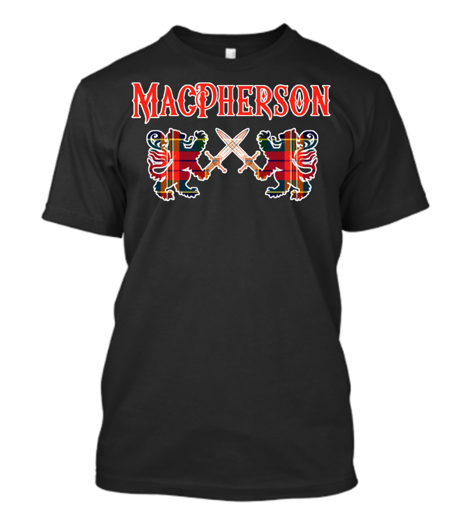 Macpherson Scottish Clan Tartan Lions Crest T-Shirt