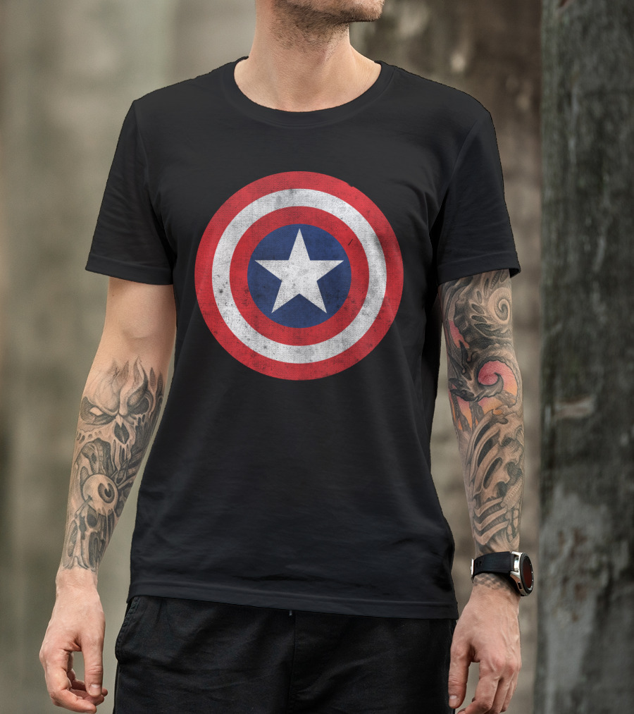 Marvel Captain America Classic Shield Iconic Symbol Red White Blue T-Shirt