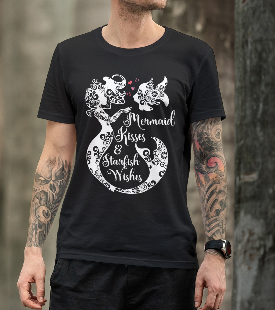 Mermaid Kisses And Starfish Wishes Mandala T-Shirt