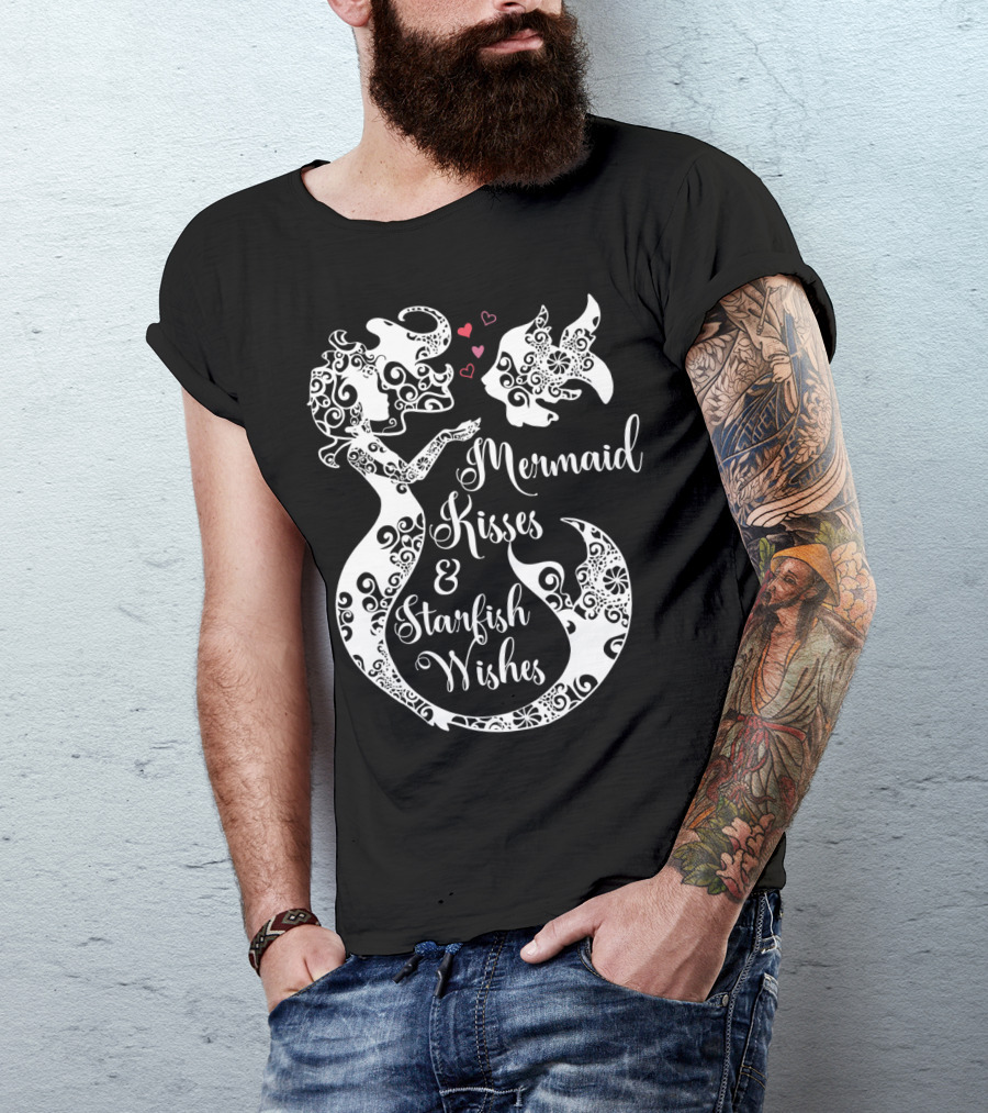 Mermaid Kisses And Starfish Wishes Mandala T-Shirt