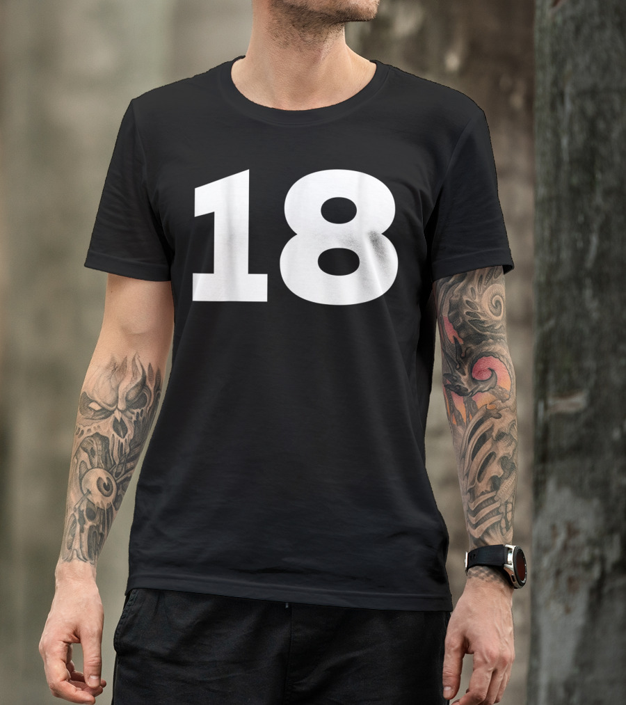 Number 18 Sport Team Fan Jersey Style Group T-Shirt