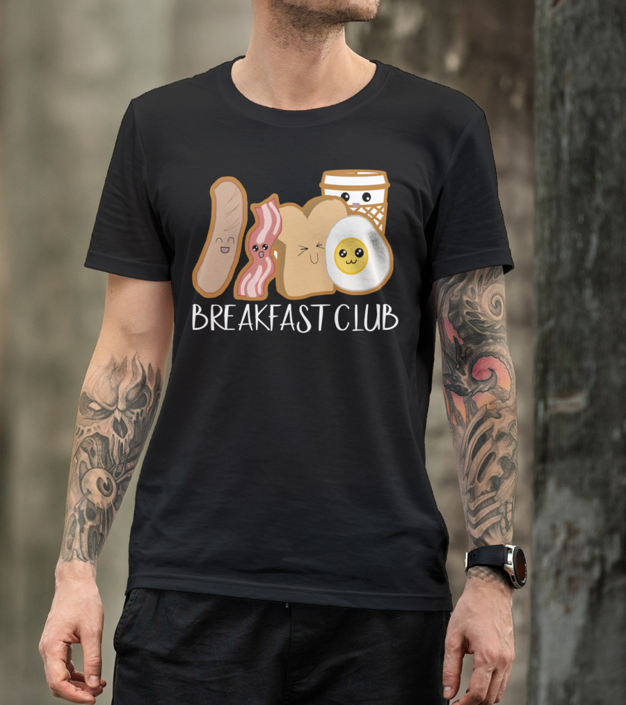 Kawaii Breakfast Club Funny Foodie Adorable Cartoon Food Faces T-Shirt