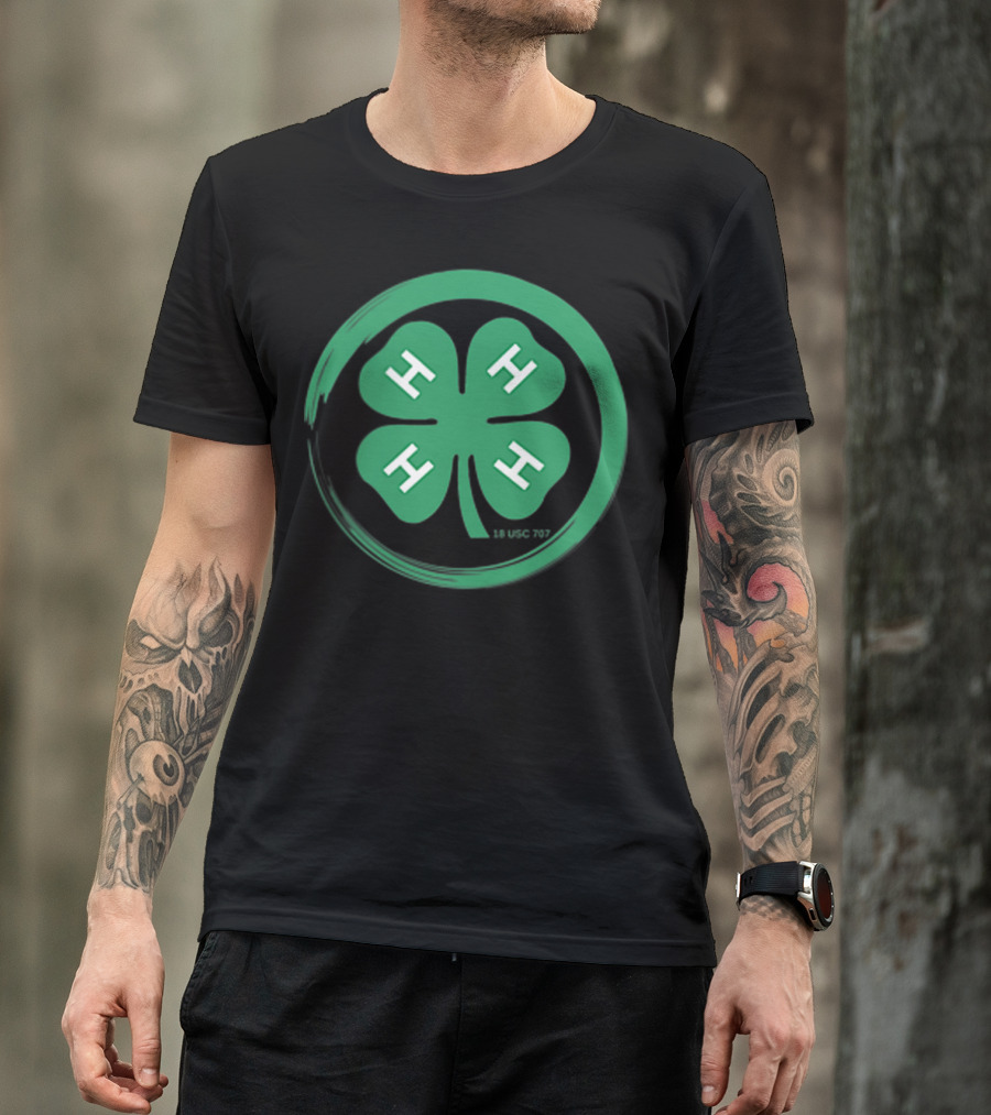 4 H Clover Emblem With 18 USC 707 Text T-Shirt
