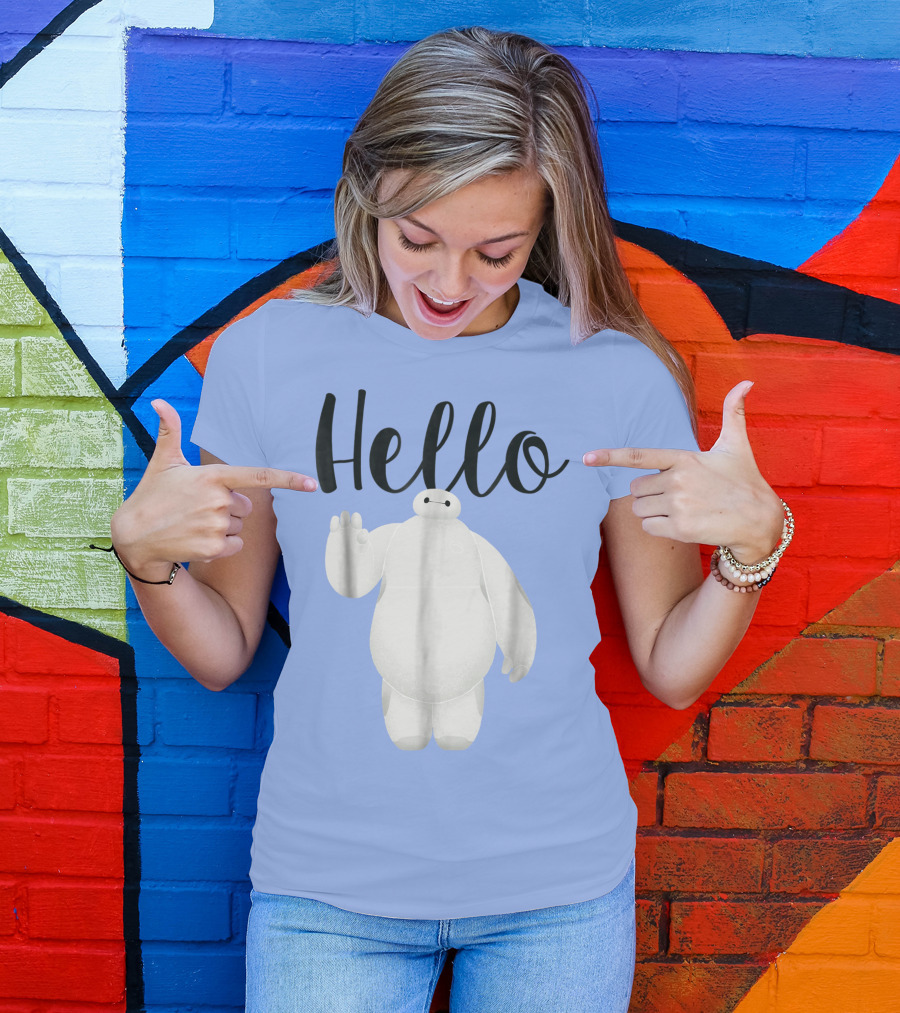 Disney Big Hero 6 Baymax Hello Wave Greetings T-Shirt