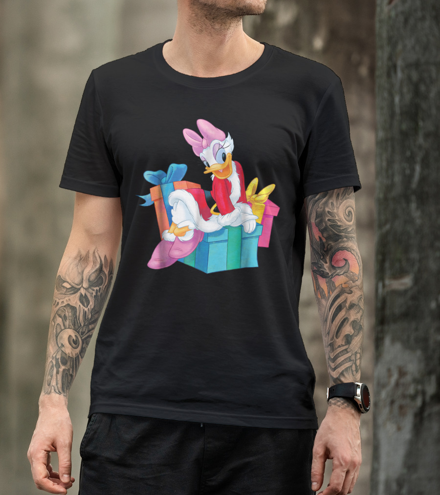 Disney Daisy Duck Santa Holiday With Colorful Gift Boxes T-Shirt