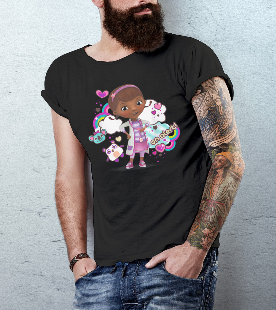 Disney Doc McStuffins Colorful Hearts And Clouds On Alert T-Shirt