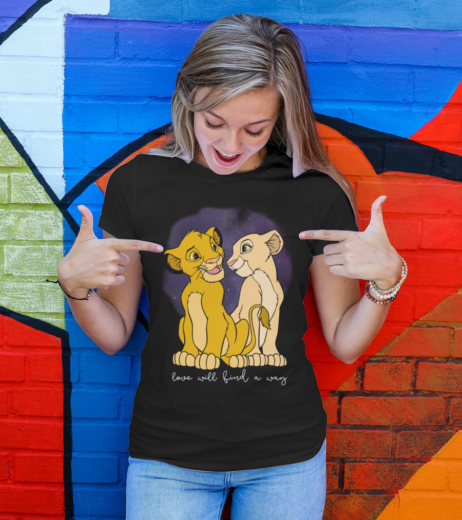 Simba Nala Love Will Find A Way Disney Lion King Valentines T-Shirt