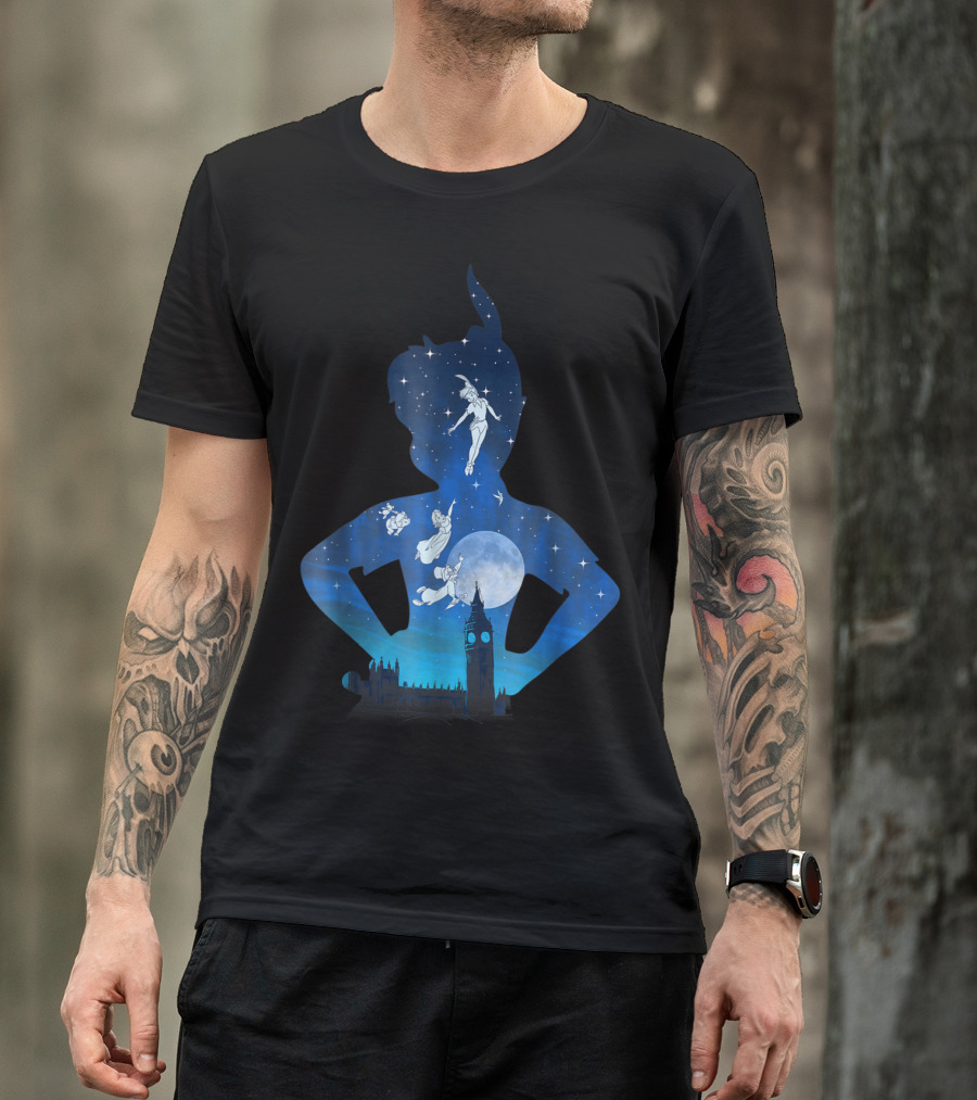 Disney Peter Pan London Night Sky Silhouette Flight T-Shirt